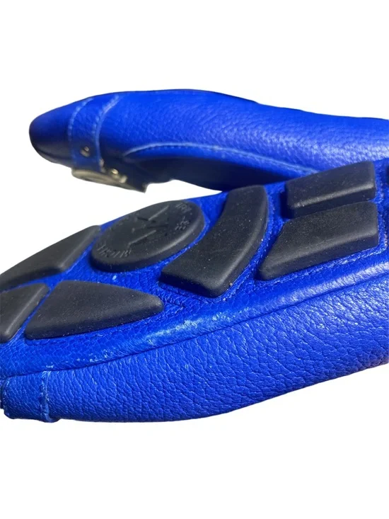 Michael Kors Fulton Moccasin Flats Electric Blue Leather Gold Logo Size 7.5 - Picture 5 of 5